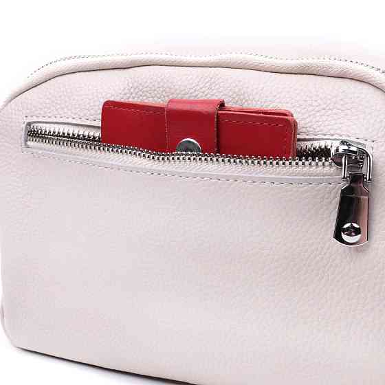 Элегантная сумка на два отделения из натуральной кожи Vintage 22593 Белый Киев