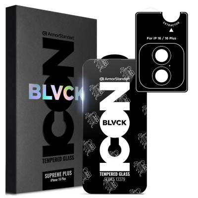 Скло захисне Armorstandart Supreme Plus Black Icon Apple iPhone 16 Plus (ARM81396) Вінниця - фото 1