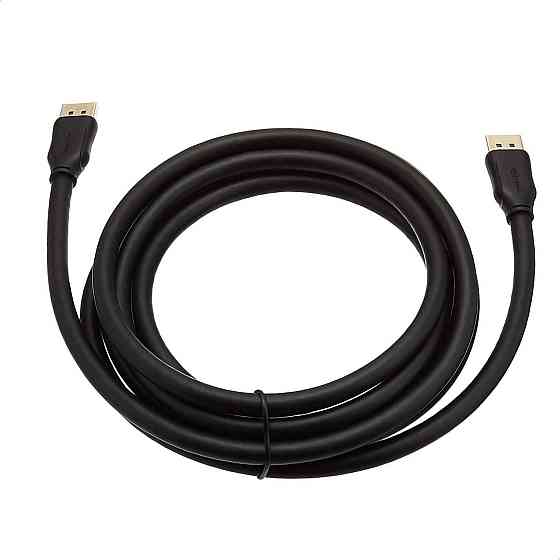 Кабель DisplayPort Amazon Basics DP 1.4 3м Черный 8K@60Hz 4K@120Hz HDR DSC HBR3 32.4Gbps позолоченные контакты Киев