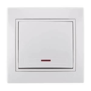 MIRA білий Вимикач внутрішній 1кл з підсвічуванням і білою вставкою Лезард Житомир - фото 1
