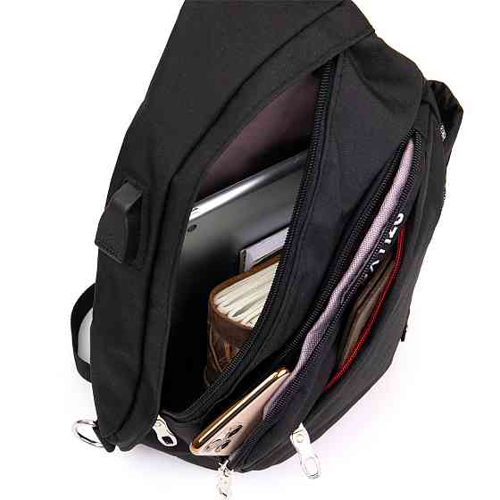 Сумка унисекс через плечо смарт текстильная Vintage 20550 Черная Киев