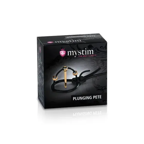 Утяжка для пеніса Mystim Plunging Pete, позолочена, з двома кульками і коротким уретральним зондом Львів