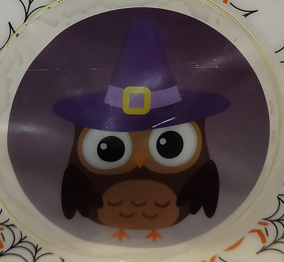 Наліпка на Хелловін 8 см зі світлодіодами Сова сірий Київ