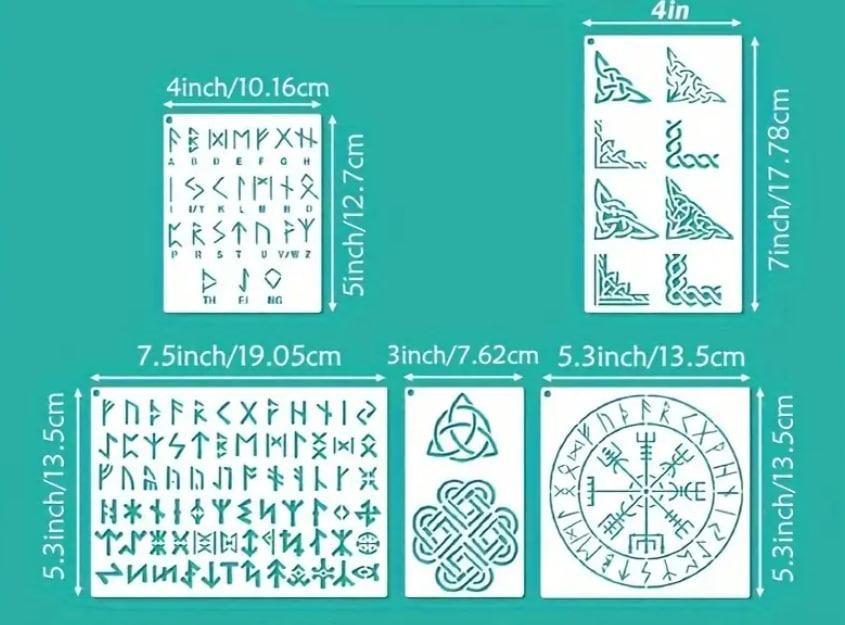 Набор из 6 многоразовых трафаретов рунической письменности для росписи кельтского алфавита. Киев - изображение 2