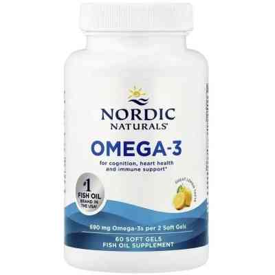 Вітамінно-мінеральний комплекс Nordic Naturals Омега-3, 690 мг на порцію, смак лимона, Omega-3, 60 гелевих кап (NOR-01760) Вінниця