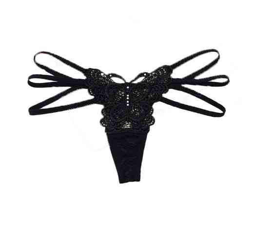Стрінги з метеликом чорні - розмір 42-44, по бокам резинка Київ