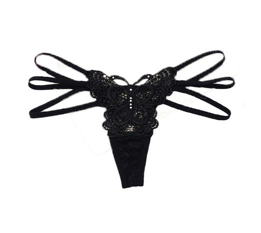 Стрінги з метеликом чорні - розмір 42-44, по бокам резинка Київ - фото 4