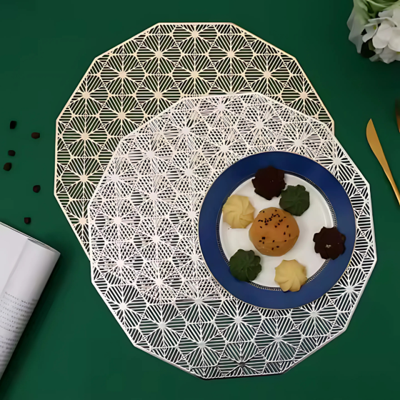 Сервировочная салфетка под горячее круглая 38х38 см, коврик сервировочный золотистый набор 2 шт Каменец-Подольский