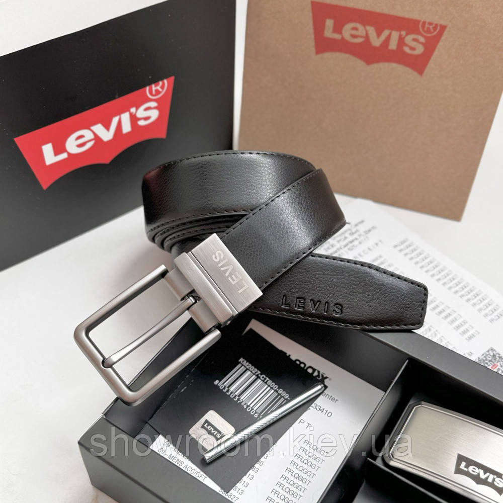 Двосторонній ремінь із двома пряжками в подарунковій упаковці Levis (516) Київ - фото 6