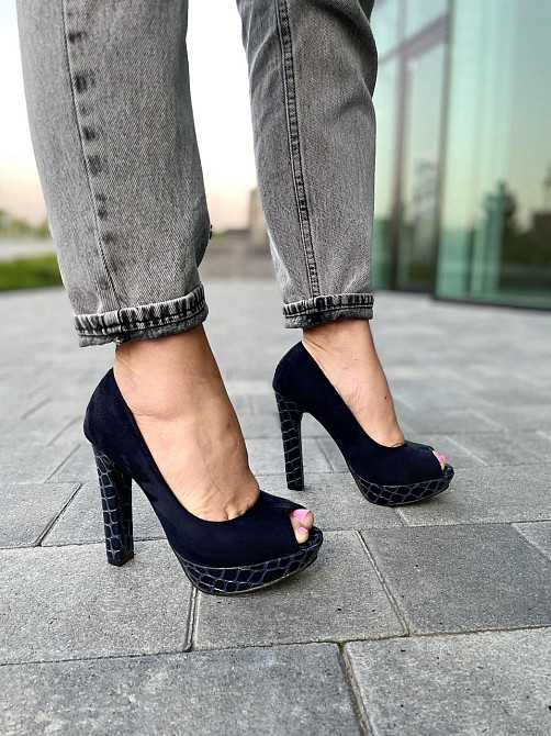 Туфлі жіночі F335 темно-сині еко-замш каблук 11см 36р. (2551) Коломыя - изображение 5