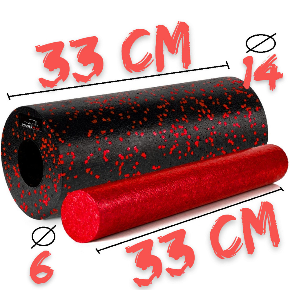 Масажний ролик (роллер) гладкий PowerPlay PP-4348 2 in 1 EPP Foam Roller Чорно/Червоний (33x14см.) Кам'янське - фото 10