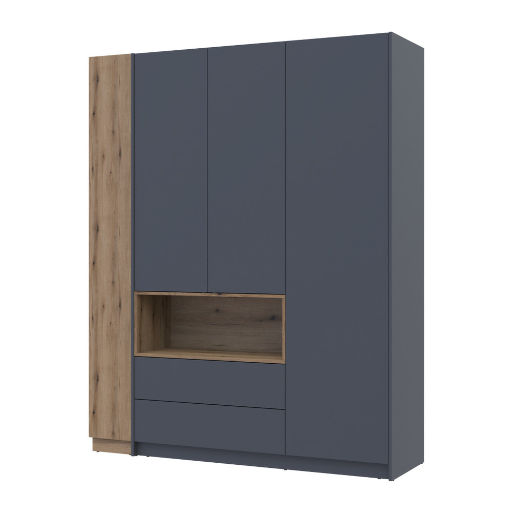 Шафа для одягу з нішою та етажеркою Doros Дейл Графіт/Дуб Евок 3 ДСП 178х52х220 DRS-011736 (42005156) Львів - фото 1