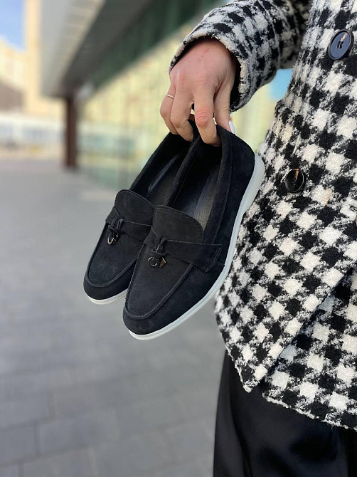 Edan Instruments Модні лофери жіночі з натуральної замші чорні весна - осінь р. 36-41 (6046) / Коломия - фото 8