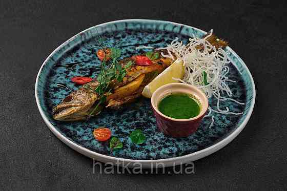 Тарілка Olens "Totem" 27 см кругла кераміка синя овальна для дому та ресторанів Київ