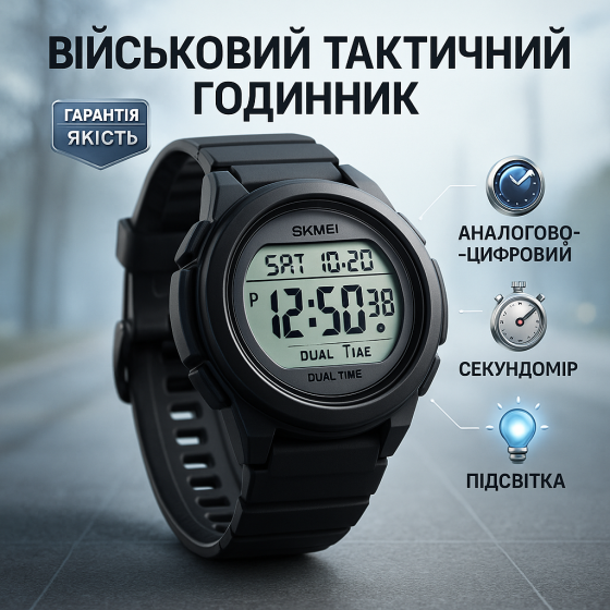 Тактические военные часы для ЗСУ SKMEI 2023BKWT, Водонепроницаемые электронные часы PN-14 Львов