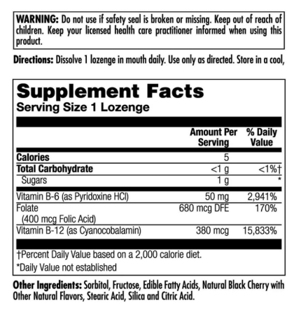 Витамины B-6 B-12 фолиевая кислота KAL B-6 B-12 Folic Acid 60 tabs черная вишня Киев