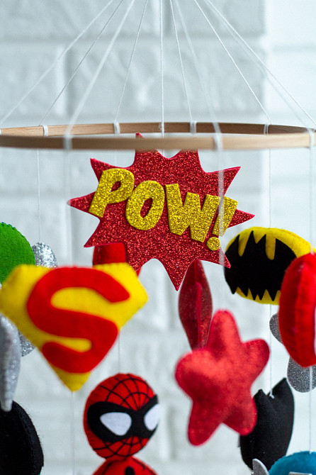 Дитячий музичний мобіль на ліжечко для немовлят WooolyWool «Супер-герої» з 35 мелодіями Київ - фото 7