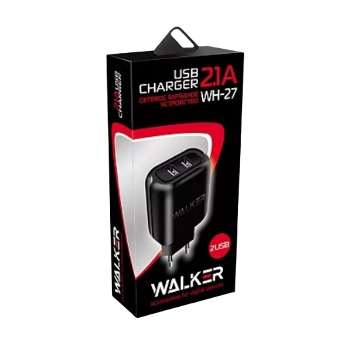 Зарядний пристрій мережевий 2USB + кабель MicroUSB 2,0A чорний WALKER WH-27 Житомир - фото 4