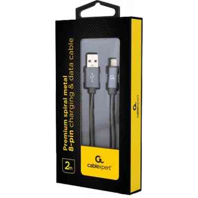 Дата кабель USB 2.0 AM to Lightning 2.0m Cablexpert (CC-USB2S-AMLM-2M-BG) Вінниця
