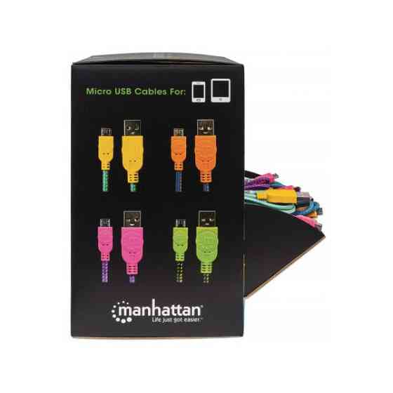 Кабель USB AM-micro BM, 0.5 м, кольорове обплетення, Box (60 шт) Manhattan (394178) Київ