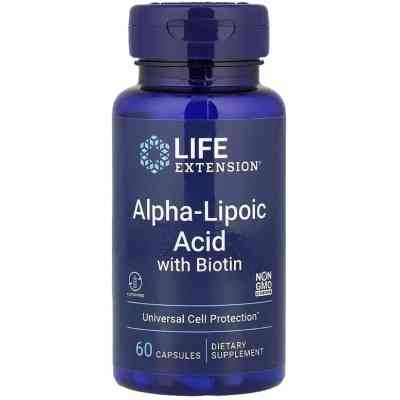 Вітамінно-мінеральний комплекс Life Extension Альфа-ліпоєва кислота з біотином, 250 мг, Alpha-Lipoic Acid with Bio (LEX-45706) Вінниця