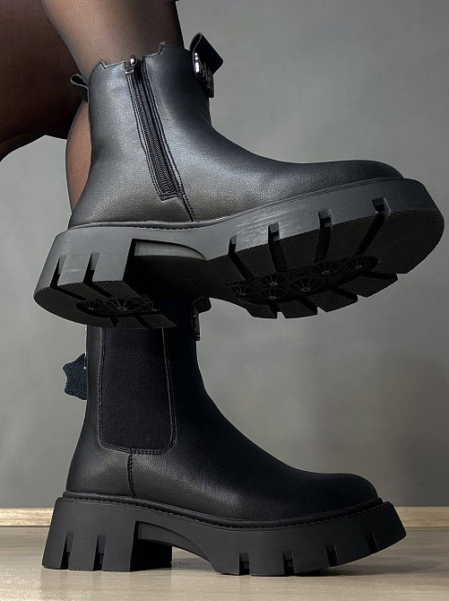 Черевики жіночі Hengji 5130 челсі високі утеплені шкіряні чорні, 37, 23,5 см Київ - фото 11