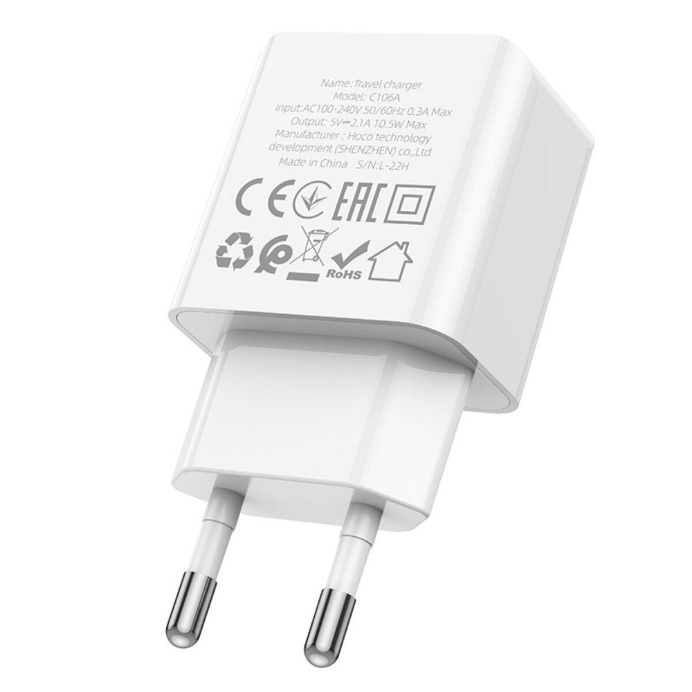 Мережевий зарядний пристрій HOCO C106A Leisure single port charger, колір білий 6931474783882 Одеса - фото 6