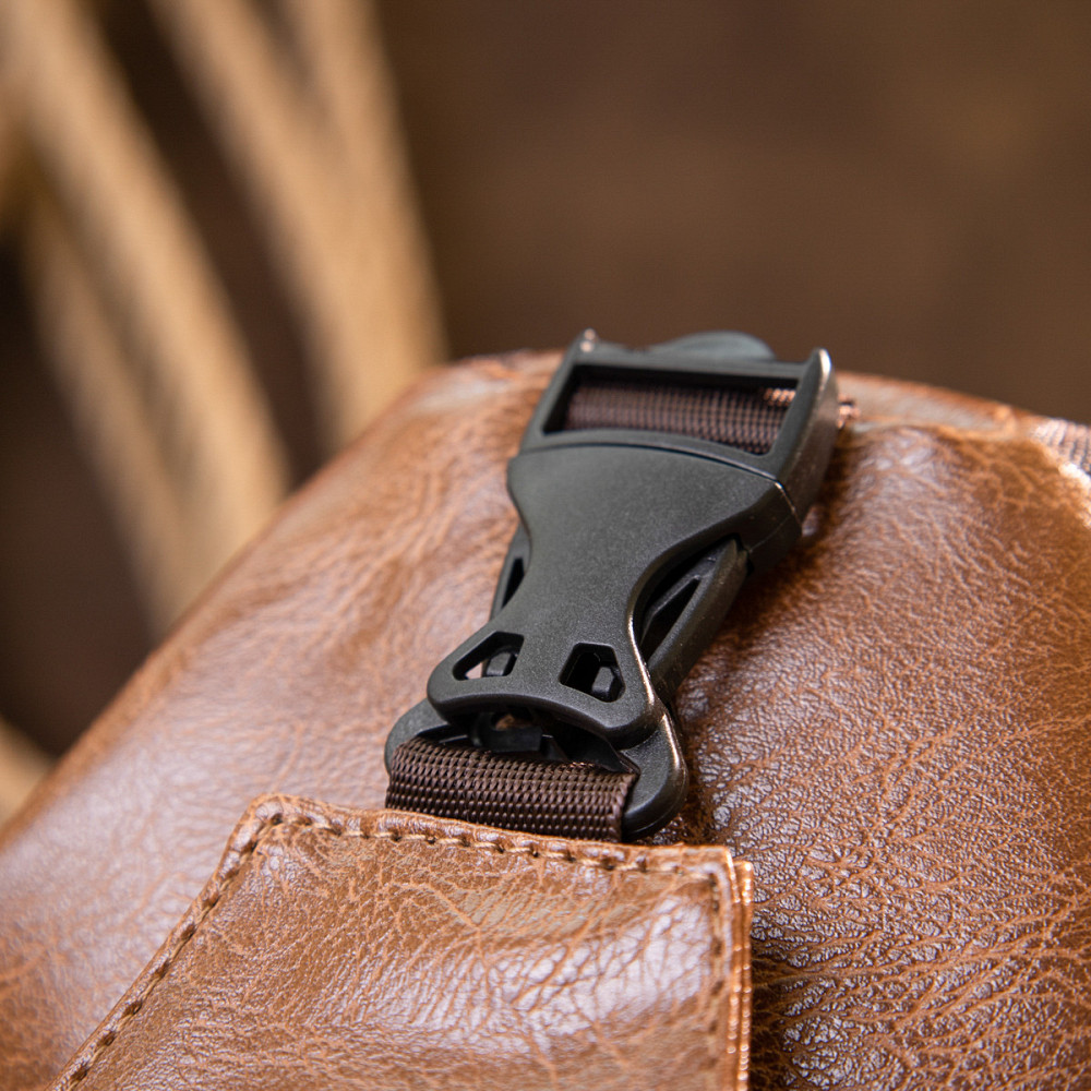 Сумка через плечо на два отделения кожзам Светло-коричневая (Vintage) Киев - изображение 3