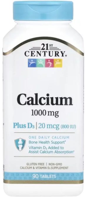Кальцій Д3 21st Century Calcium 1000 mg + D3 90 таб Київ - фото 1
