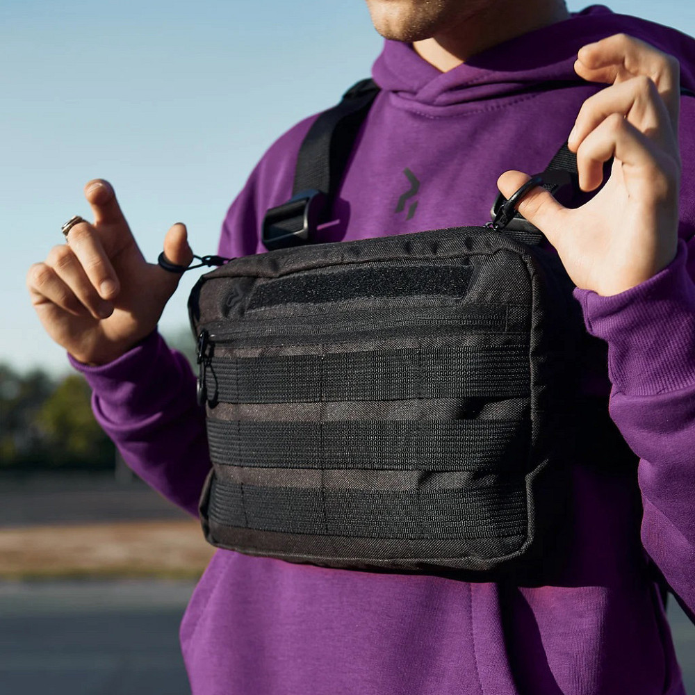 Надежный тактический жилет-сумка из кордуры с Molle 3 кармана водоотталкивающая черный для города, охоты Киев - изображение 9