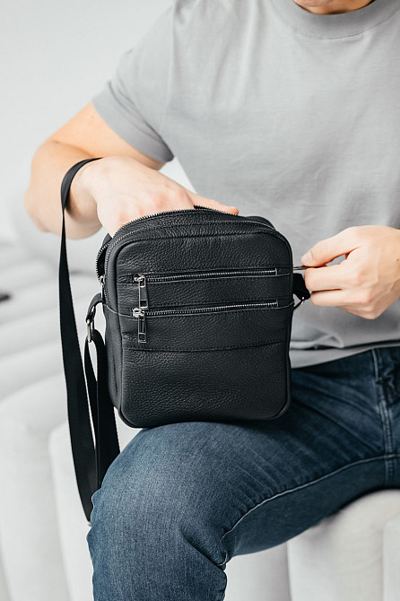 Чоловіча каркасна барсетка, сумка з натуральної шкіри, Кожаний месендджерMasterSem Київ - фото 2