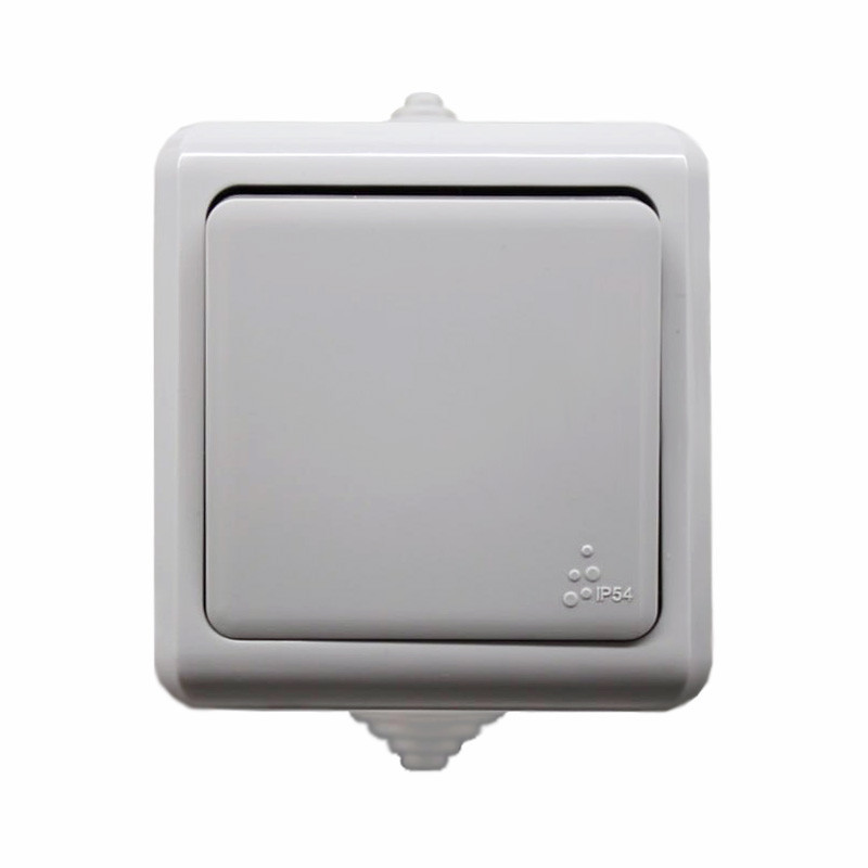 Выключатель одноклавишный, IP54 серый Днепр - изображение 1