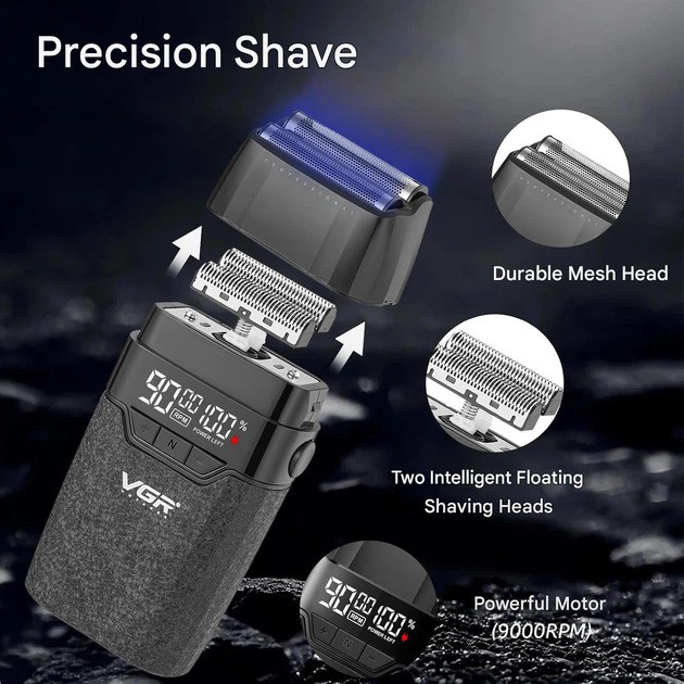 Электробритва VGR V-640S двойная сетка 9000 RPM QX-34 Львов - изображение 2