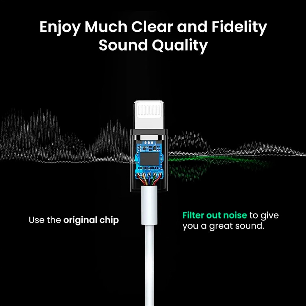Перехідник Lightning --> 3.5 mm 10cm Headphone Jack Adapter Model US212 UGREEN Білий Вінниця - фото 3
