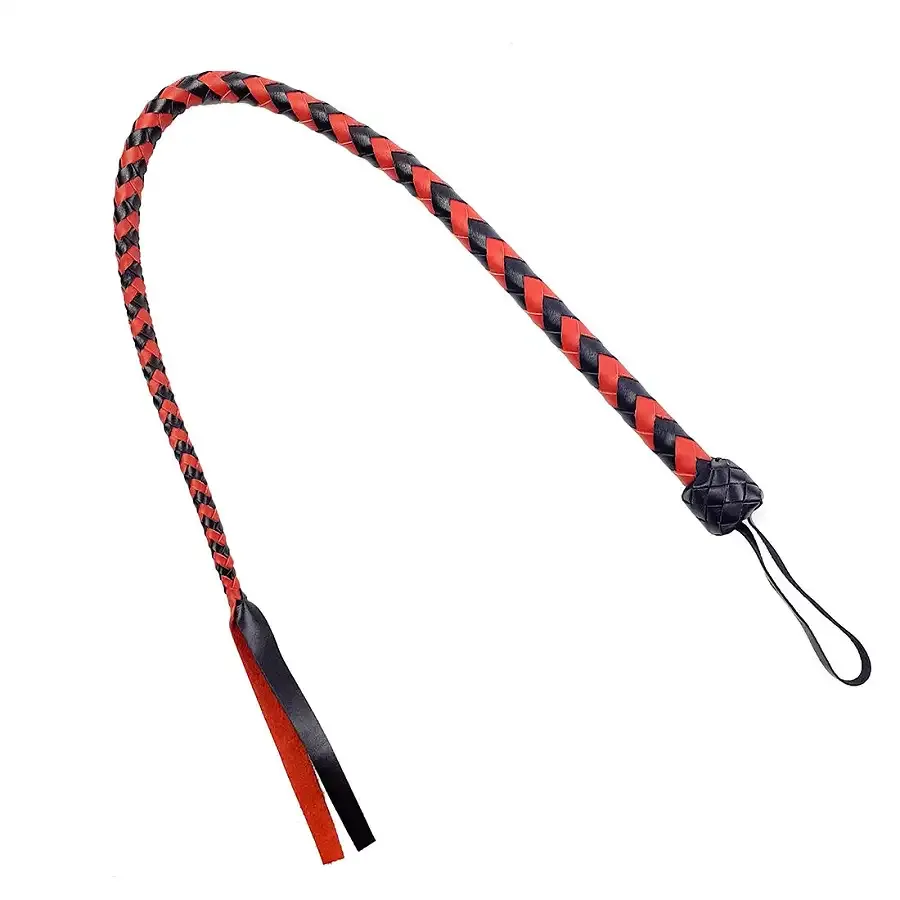 Батіг гнучкий Снейк, натуральна шкіра, колір чорно-червоний, довжина - 80 см Львів - фото 1