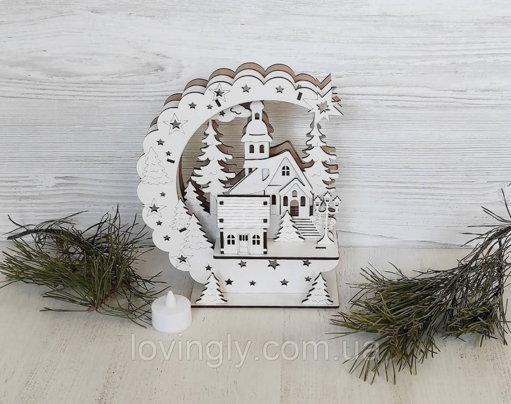 Новорічний та різдвяний декор, нічник - інсталяція "Зимова ніч" 23 см Ірпінь - фото 6