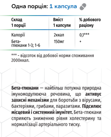 Імунітет Форте (Бета-Глюкан) / ТМ Грін-Віза / 90 капсул Київ