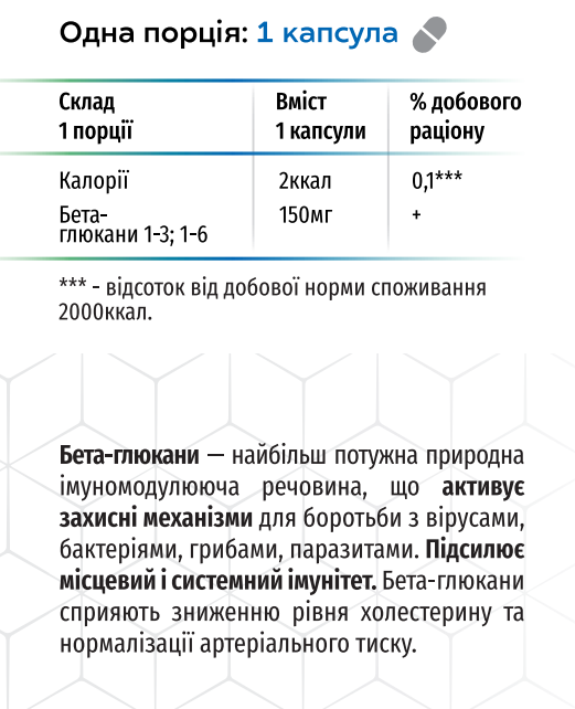 Імунітет Форте (Бета-Глюкан) / ТМ Грін-Віза / 90 капсул Киев - изображение 4
