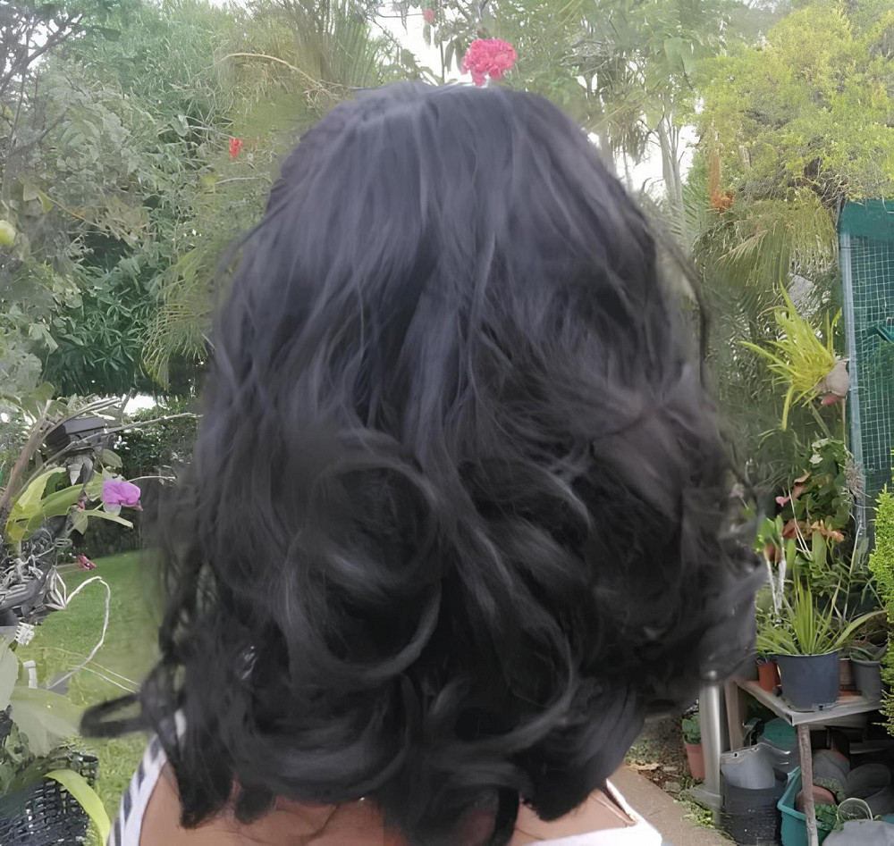 Перука хвіст чорний. Волосся шиньйон хвилястий. Накладний хвіст із затискачами. Шиньйон для брюнеток 51 см Київ - фото 3