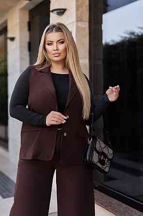 Жіночий брючний костюм з жилетом "Rakel" | Норма Шоколадний, 42-44 Київ