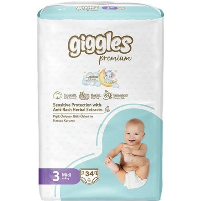 Подгузники Giggles Premium 3 Midi 4-9 кг 34 шт (8680131206896) Винница - изображение 1