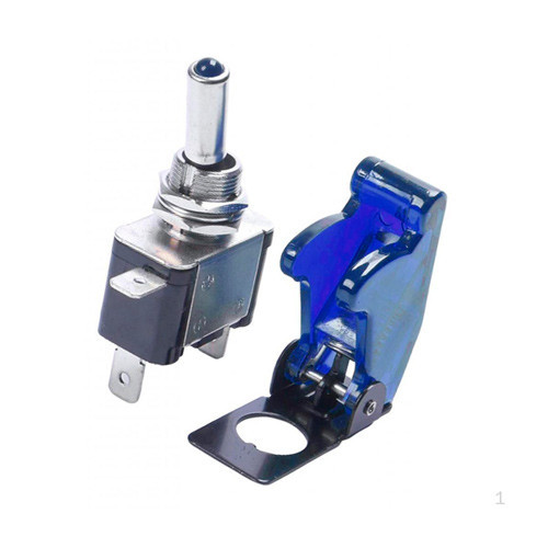 Тумблер живлення 12В 20А з синім LED і захисною кришкою, металевий перемикач SPST Київ - фото 4