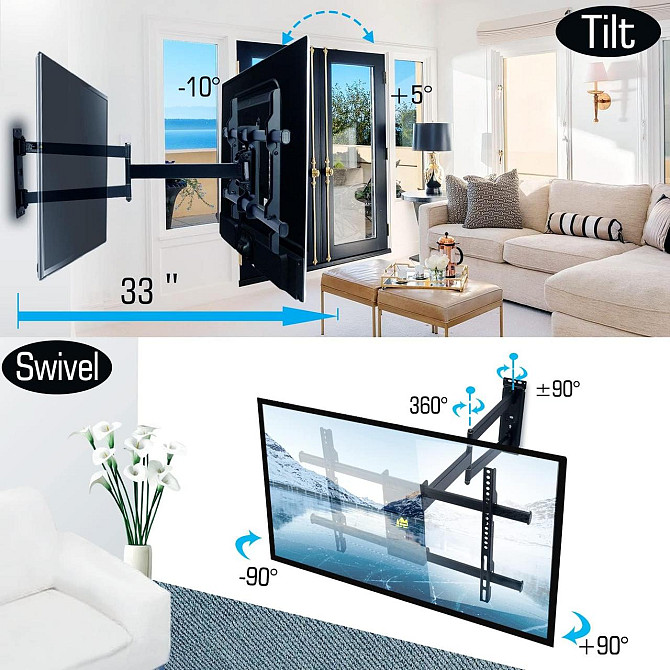 Кронштейн FORGING MOUNT для телевизора 32”-75”, поворотный, выдвижной 84 см, VESA 600x400 мм, до 45  Киев - изображение 3