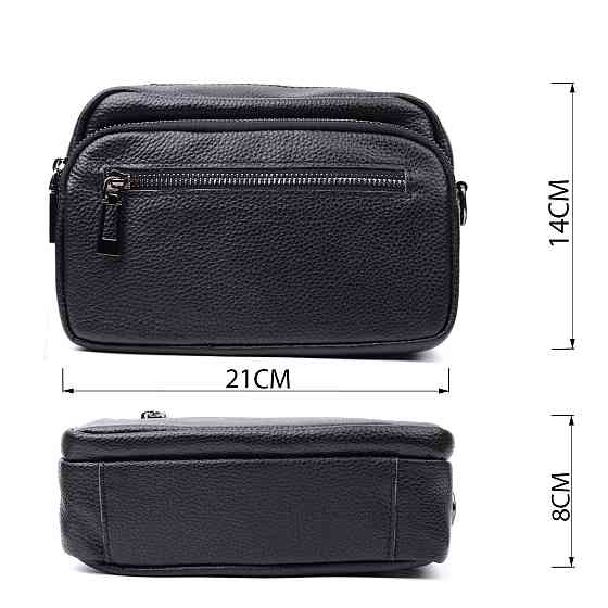 Сумка жіноча в класичному кольорі з накладною кишенею з натуральної шкіри Vintage 22640 Чорна Київ