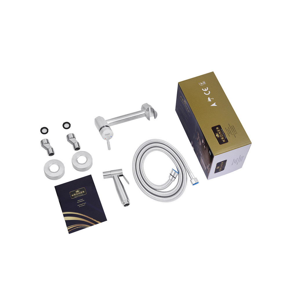 Смесители с гигиеническим душем Kroner KRP Edelstahl Klassisch - ESG052 сатин Киев - изображение 8