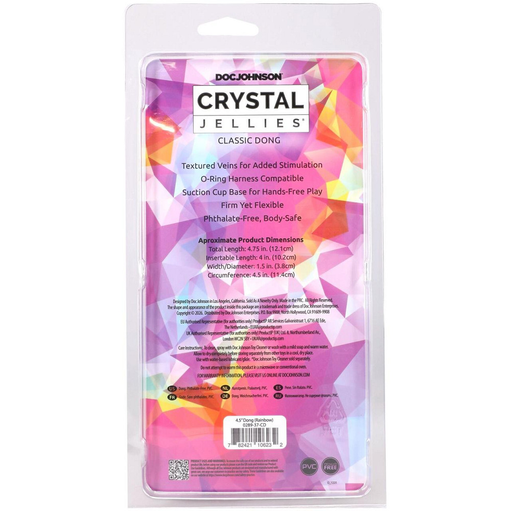 Дилдо Doc Johnson Crystal Jellies - 4.5 Inch Classic Dong - Rainbow Sex Aura Київ - фото 6