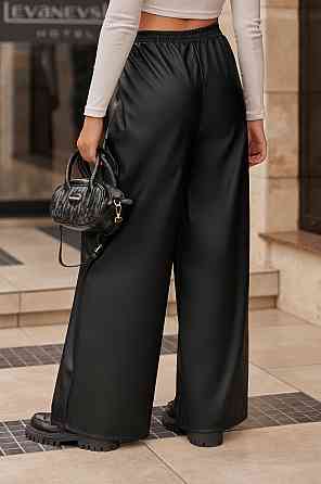 Жіночі широкі шкіряні штани демісезонні "Step" | Норма і батал Чорний, 42-44 Київ