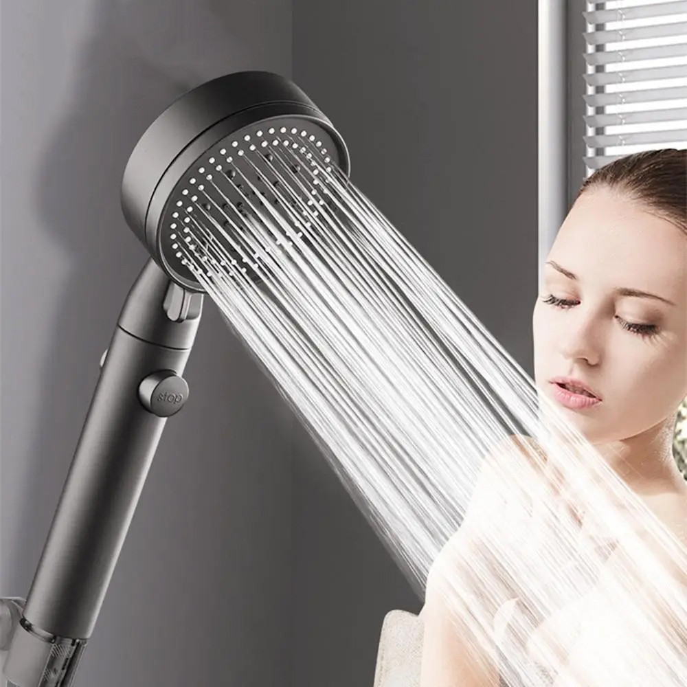 Насадка для душа с 5 режимами работы, держателем и шлангом 1,5 м — многофункциональная лейка для душа с удобным креплением и Киев - изображение 1