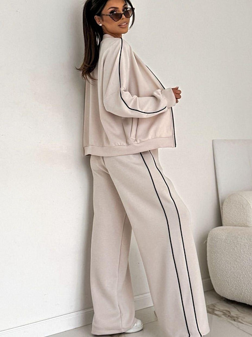 Женский стильный повседневный костюм двойка двухнить петля Бежевый, 46/48 Одесса - изображение 2