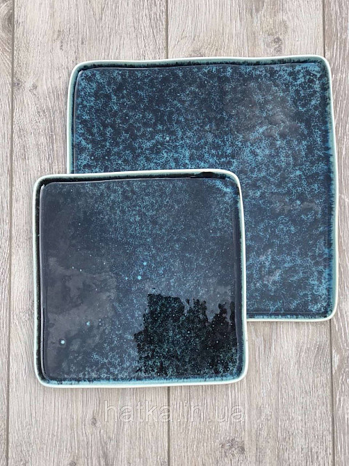 Тарілка квадратна Olens "Totem" 26,5х1,2 см кераміка синя для дому та ресторанів Київ - фото 3